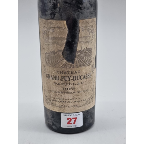 27 - A bottle of Chateau Grand-Puy-Ducasse, Pauillac, 1955.