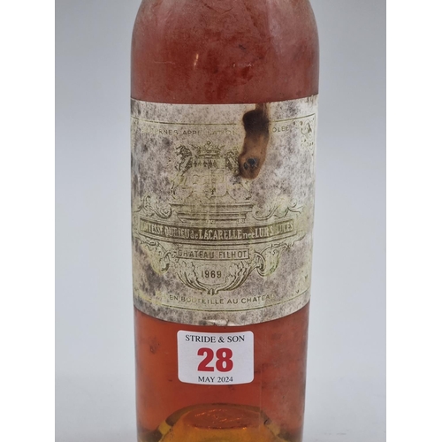 28 - A bottle of Chateau Filhot, Sauternes, 1969.