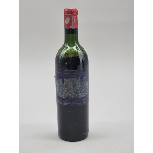 A 75cl bottle of Chateau Palmer, 1959, Margaux, (mid shoulder level).