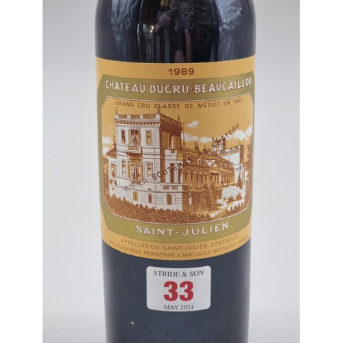 33 - A 75cl bottle of Chateau Ducru Beaucaillou, 1989, St-Julien.