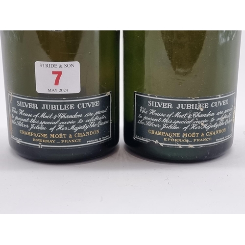 7 - Two 75cl bottles of Moet & Chandon 1977 Vintage Silver Jubilee Cuvee Champagne. (2)... 