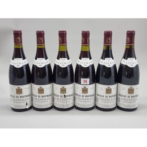 75 - Six 75cl bottles of Gigondas Cuvee Beauchamps, 1986, Chateau de Montmirail. (6)