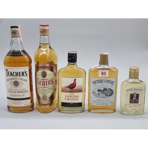 83 - Four bottles of blended Whisky, comprising: a 70cl Teacher's; a 70cl Grant's; a 35cl Famous Grouse; ... 