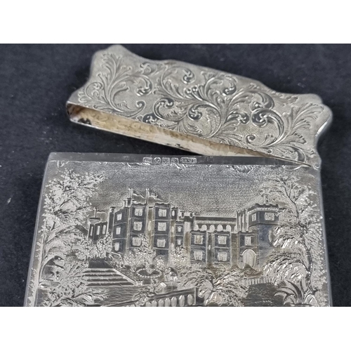 223 - A Victorian silver 'Windsor Castle' card case, by Taylor & Perry, Birmingham 1842, 9.5cm long, 7... 