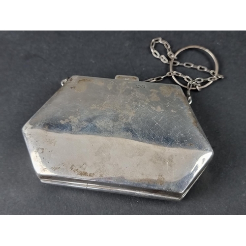 234 - A silver purse, by Saunders & Shepherd, Chester 1916, 9.5cm wide, gross weight 73g.... 