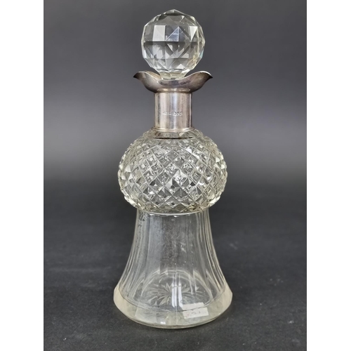 236 - A late Victorian silver mounted cut glass thistle decanter and stopper, by Saunders & Hollings, ... 