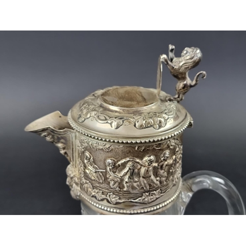 241 - A Portuguese white metal mounted claret jug, by Topazio, 28.5cm high.
