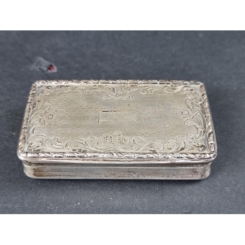 244 - A continental white metal snuff box, 7.5cm wide.