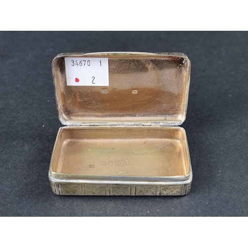 245 - A George III silver and parcel gilt snuff box, by WPBS, London 1799, 7cm wide, 84g.