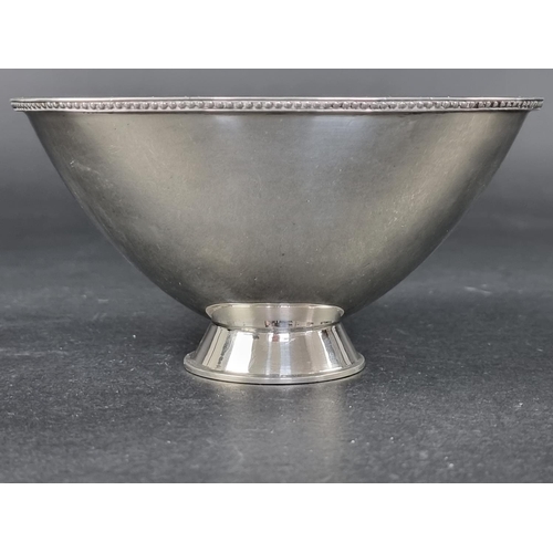 253 - A white metal bowl, by Helene Gardfeldt for CF Carlman, Stockholm 1962, 8cm high.