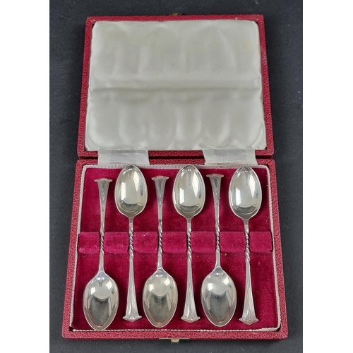 266 - A cased set of six Victorian silver coffee spoons, by Atkin Brothers, Sheffield 1890, 80g.... 