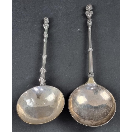 273 - A Dutch .833 standard 'apostle top' spoon, 17.8cm; together with another similar example. (2)... 