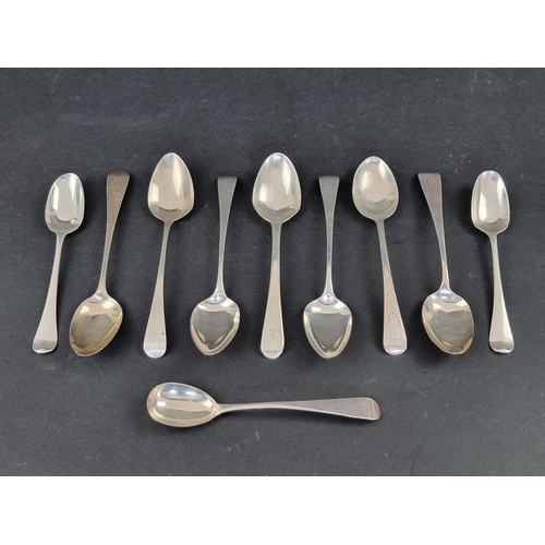 285 - Ten various silver teaspoons, 142g.