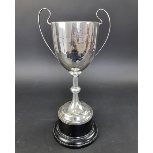 299 - A large silver trophy cup, by James Fenton & Co, Birmingham 1927, height to handle 33.5cm e... 