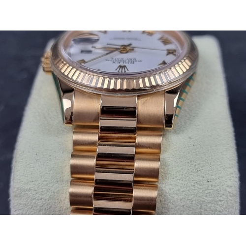 634 - A circa 2006 Rolex 18ct gold 'Oyster Perpetual Day Date' wristwatch, on 18ct gold 'President' bracel... 