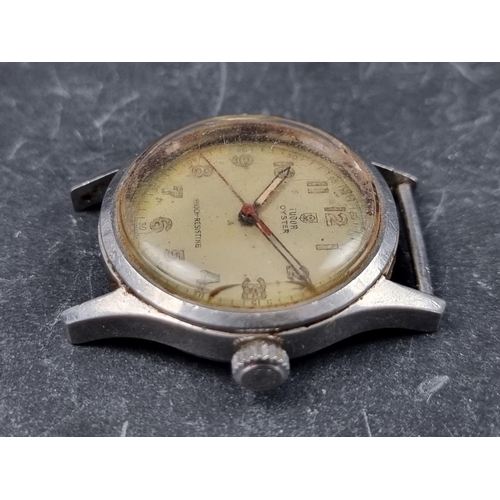 640 - A circa 1940s Tudor 'Oyster' stainless steel manual wind wristwatch, 31mm, Ref. 4453, lacking strap.... 