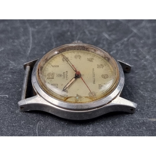 640 - A circa 1940s Tudor 'Oyster' stainless steel manual wind wristwatch, 31mm, Ref. 4453, lacking strap.... 