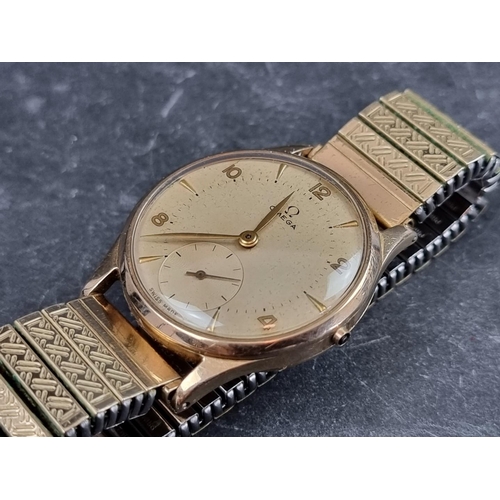 642 - A circa 1949 Omega 'Jumbo' 9ct gold manual wind wristwatch, 33mm, Ref. 11608687, Cal. 265, on later ... 