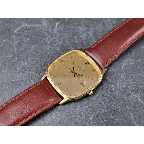 647 - An Omega 'Seamaster' 9ct gold quartz wristwatch, Ref. 1430, on replacement brown leather strap.... 