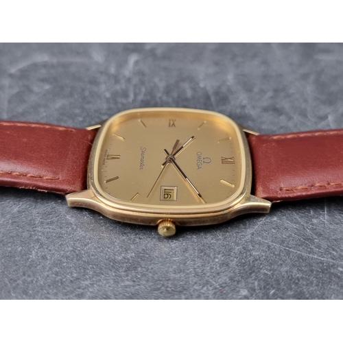 647 - An Omega 'Seamaster' 9ct gold quartz wristwatch, Ref. 1430, on replacement brown leather strap.... 