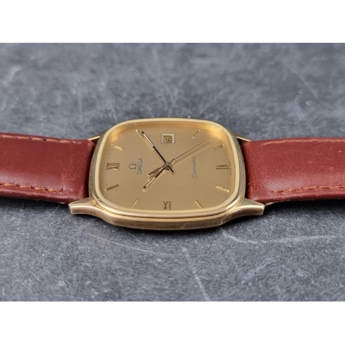 647 - An Omega 'Seamaster' 9ct gold quartz wristwatch, Ref. 1430, on replacement brown leather strap.... 