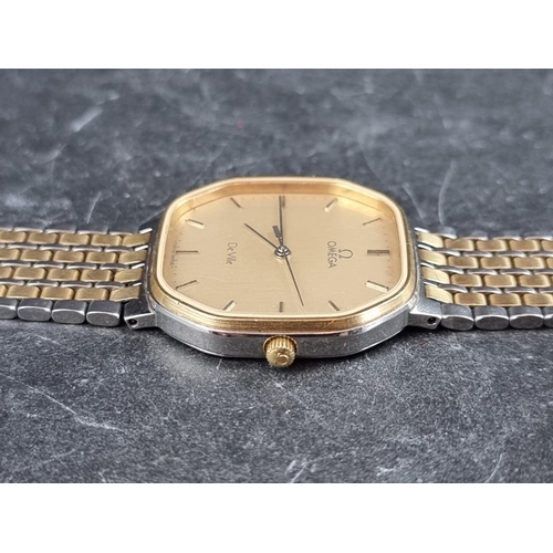 648 - A circa 1983 Omega 'De Ville' stainless steel and gold plated quartz ladies wristwatch, 29mm, Ref. 9... 