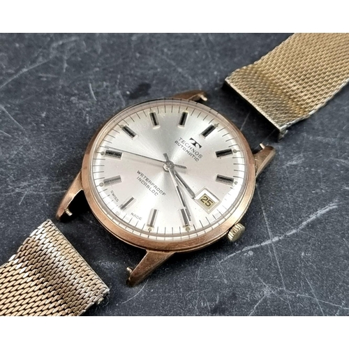 657 - A Technos 9ct gold automatic wristwatch, 34mm, Ref. 3003, import mark Edinburgh 1965, with later gol... 