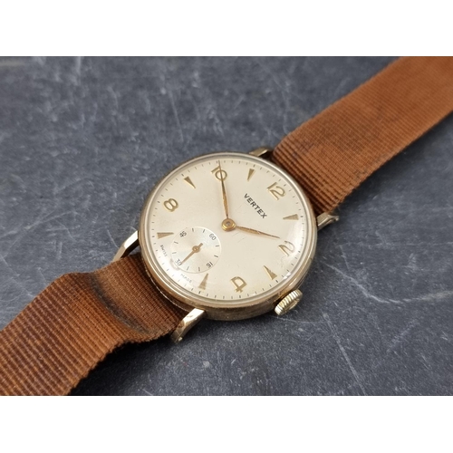 659 - A 1950s Vertex 9ct gold manual wind wristwatch, 31mm, Ref. 712523, on vintage Nato strap.... 