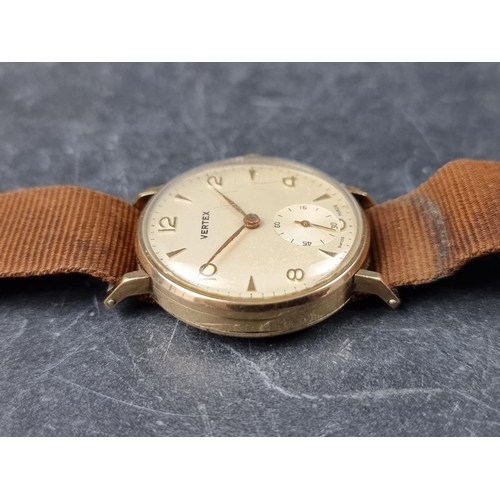 659 - A 1950s Vertex 9ct gold manual wind wristwatch, 31mm, Ref. 712523, on vintage Nato strap.... 