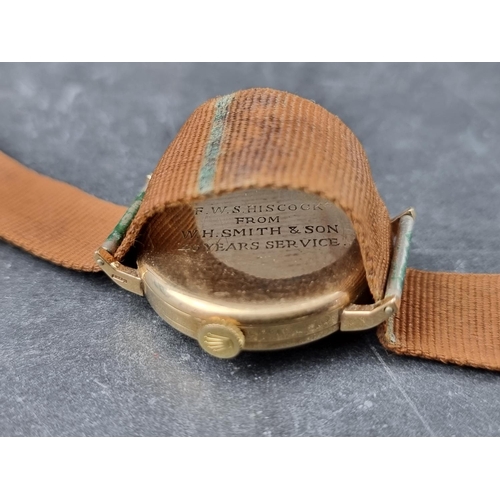 659 - A 1950s Vertex 9ct gold manual wind wristwatch, 31mm, Ref. 712523, on vintage Nato strap.... 