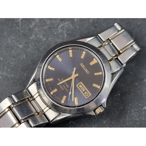 671 - A Seiko Sapphire stainless steel quart wristwatch, 37mm, Ref. V743-8B50, on original bracelet.... 