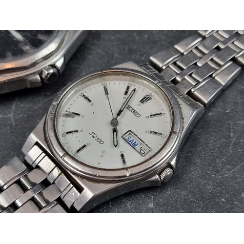 675 - A Seiko stainless steel quartz wristwatch, 35mm, Ref. 7N43-8200, together with a Citizen 'Eco-Drive'... 