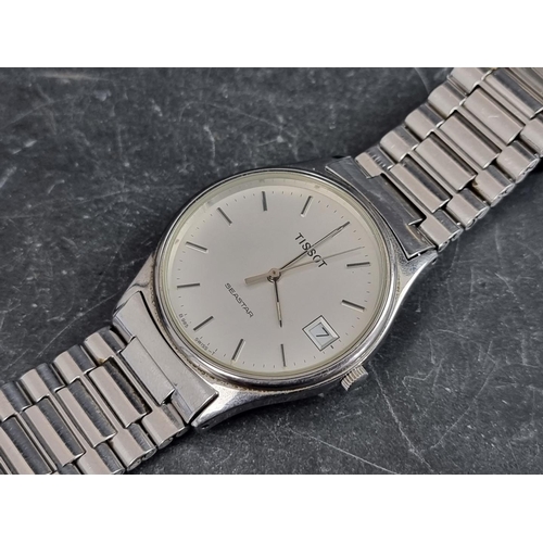 681 - A vintage Tissot 'Seastar' stainless steel quartz wristwatch, 33mm, Ref. B985A/995A, on original sta... 