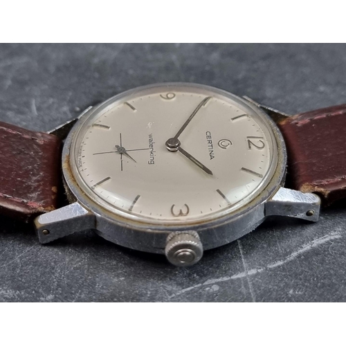 692 - A 1960s Certina 'Waterking' stainless steel manual wind wristwatch, 34mm, on replacement leather str... 