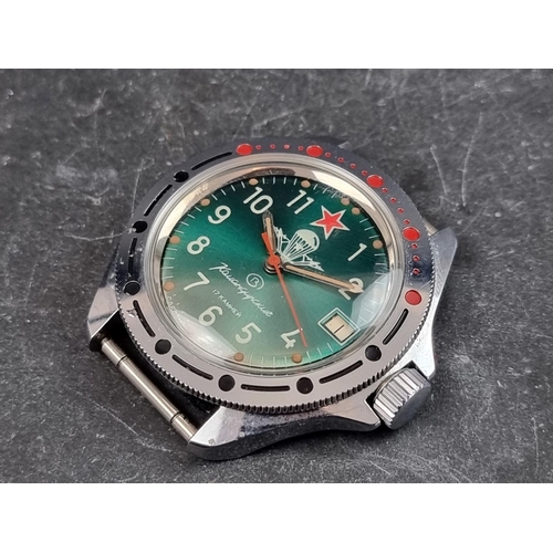 695 - A 1980s Vostok 'Airborne Paratrooper' dial stainless steel automatic military wristwatch, 40mm, Ref.... 