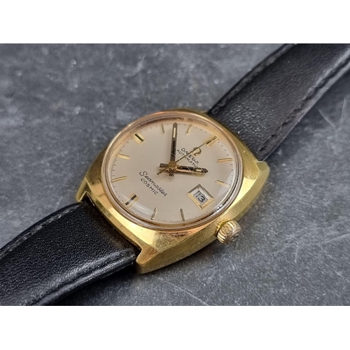 701 - A 1960s Omega 'Seamaster Cosmic' date gold plated automatic ladies wristwatch, 24mm, on later Apollo... 