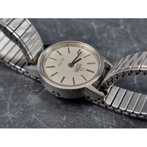 702 - A circa 1979 Omega 'De Ville' stainless steel quartz ladies wristwatch, 20mm, Ref. 42243829, on late... 