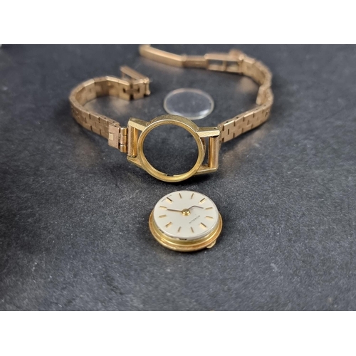 716 - A vintage Gubelin 18ct gold manual wind ladies wristwatch, on 9ct gold bracelet; together with three... 