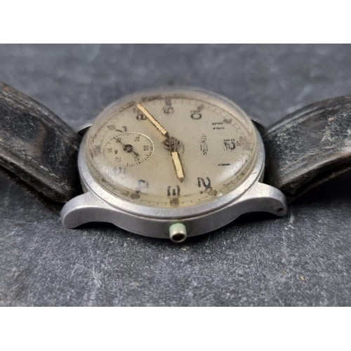 727 - A Unitas ATP military wristwatch, the case back stamped Bravingtons and numbered 103453, on black le... 