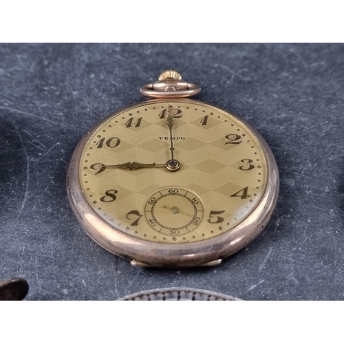 728 - A Swiss WWI trench watch, having unsigned white enamel dial with luminous Arabic markers, 34mm, the ... 