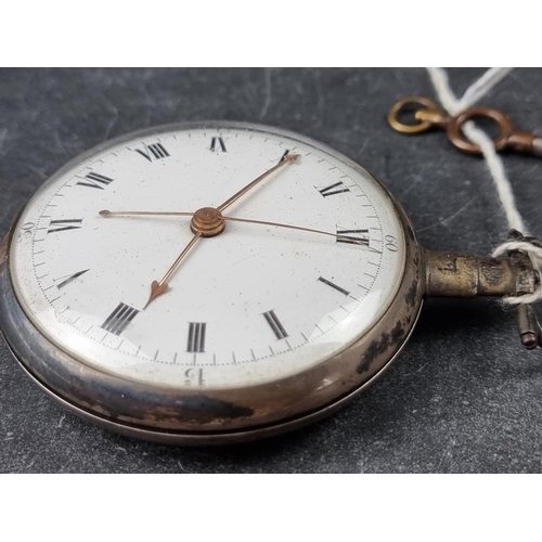 730 - An unusual George III silver open face key wind skeletonised pocket watch, with duplex escapement mo... 