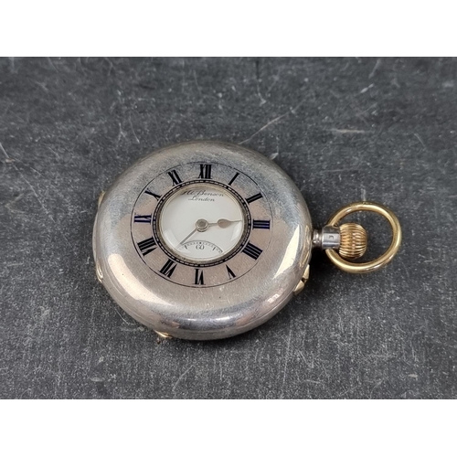 731 - A silver half hunter 'The Field' pocket watch, by J W Benson, with subsidiary seconds, 51mm, stem wi... 