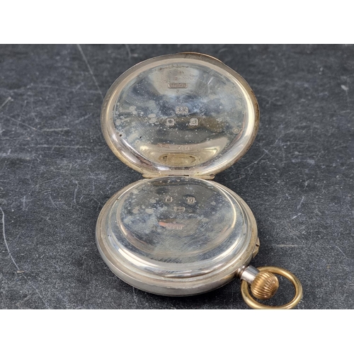 731 - A silver half hunter 'The Field' pocket watch, by J W Benson, with subsidiary seconds, 51mm, stem wi... 