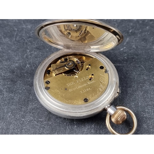 731 - A silver half hunter 'The Field' pocket watch, by J W Benson, with subsidiary seconds, 51mm, stem wi... 