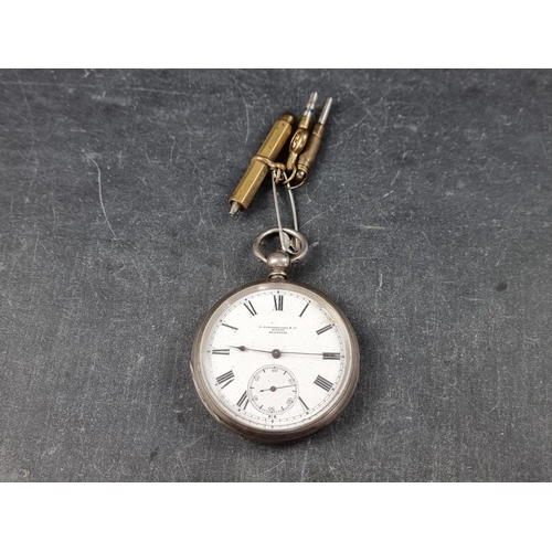 732 - A vintage white metal open face pocket watch, by D Winterhalder & Co Maidstone, 51mm, the moveme... 