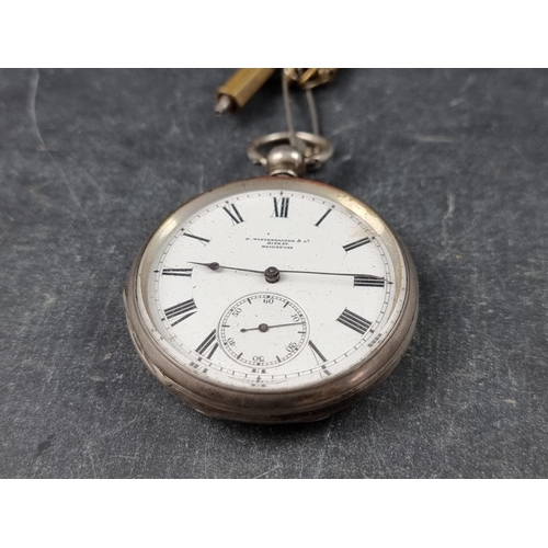 732 - A vintage white metal open face pocket watch, by D Winterhalder & Co Maidstone, 51mm, the moveme... 