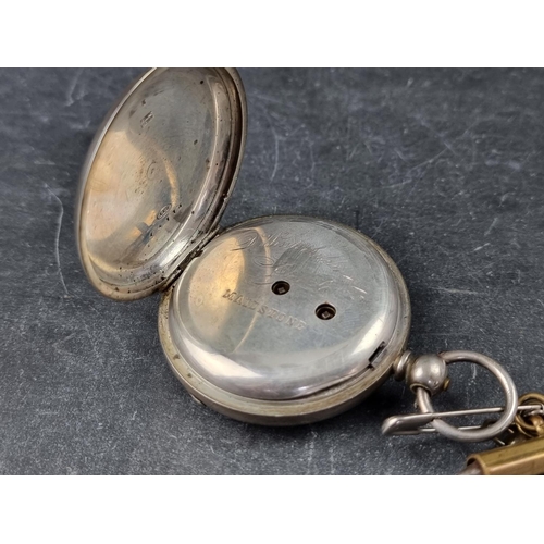 732 - A vintage white metal open face pocket watch, by D Winterhalder & Co Maidstone, 51mm, the moveme... 