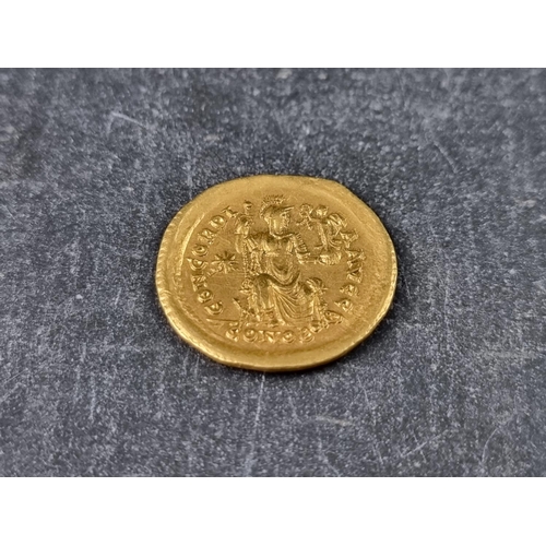 742 - Coins: Roman Eastern Empire, Theodocius II AD402-450 gold Solidus, Constantinopolis enthroned facing... 