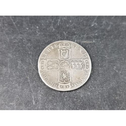 758 - Coins: a William III 1697 half crown, Exeter Mint.