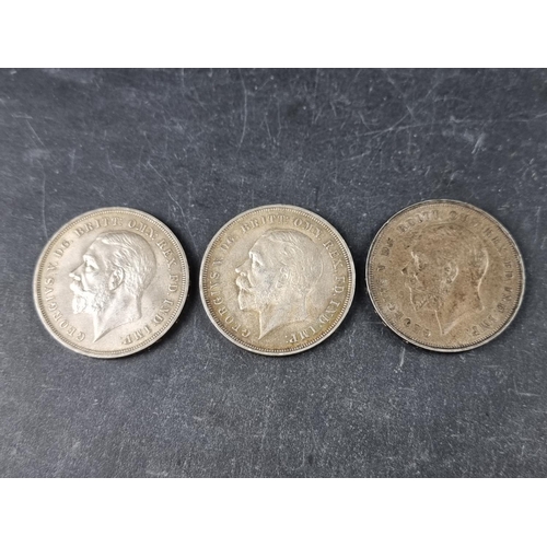 766 - Coins: three 1935 King George V 'Rocking Horse' .500 silver crowns.